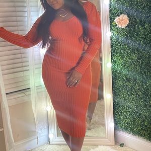 Orange sweater dress